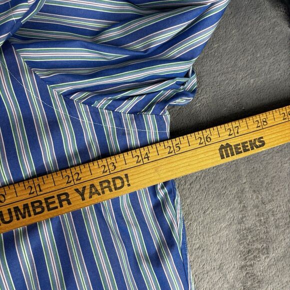 Polo Ralph Lauren Shirt Mens L 16.5 Curham Fit Oxford Button Down Blue Stripe - Picture 6 of 9